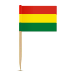 Bolivia flag toothpick on white background