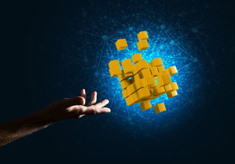 Idea of new technologies and integration presented by cube figure