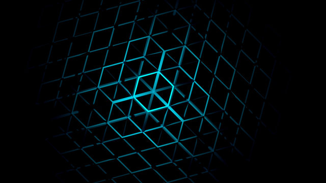 3D Abstract Geometric Neon Background 3d Rendering