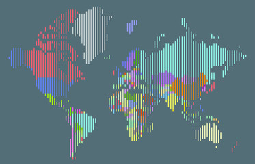 Abstract colorful vertical bar world map