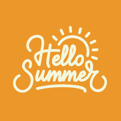 "Hello Summer" creative typography. Digital lettering poster. Eps10 vector. © plasteed