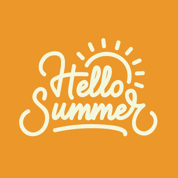 "Hello Summer" creative typography. Digital lettering poster. Eps10 vector.