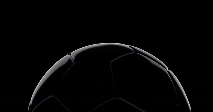 Soccer ball slowly rotate on black background