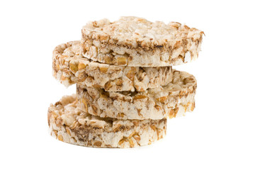 stack of grain crispbreads isolated on white background