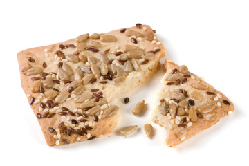crispy bread with seeds of sunflower, flax and sesame seeds