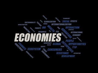 economies - word cloud wordcloud - terms from the globalization, economy and policy environment