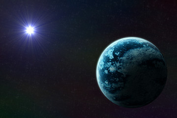 Planeet verlicht door een ster