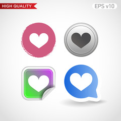 Heart icon. Button with heart icon. Modern UI vector.