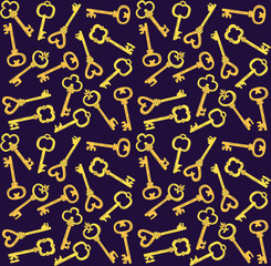 Key doodles retro seamless vector pattern