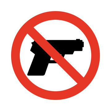 No gun sign. Prohibiting sign for weapons