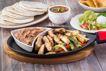 Mexican food. Chicken fajitas.