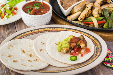 Mexican food. Chicken fajitas.