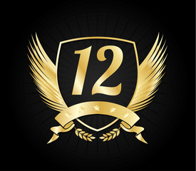 12 gold shield wings