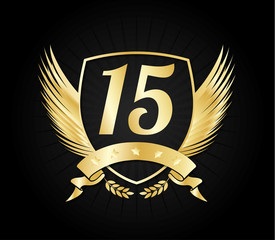 15 gold shield wings