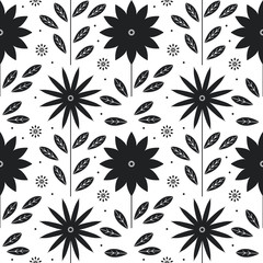 Seamless pattern with decorative flowers and leaves isolated on