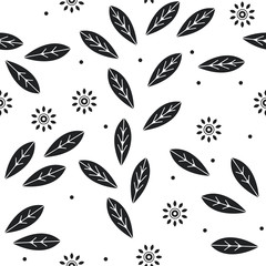 Seamless pattern with decorative flowers and leaves