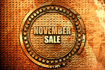 november sale, 3D rendering, text on metal