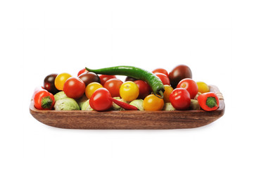 vegetables in bowl isolated on a white background