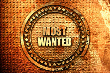 most wanted, 3D rendering, text on metal