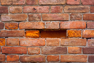 Old red brick wall background, texture