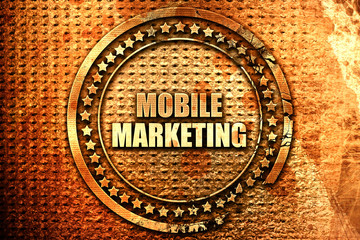 mobile marketing, 3D rendering, text on metal
