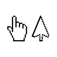 Hand and arrow cursor vector icon