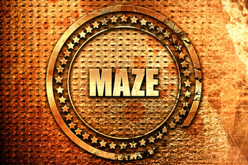 maze, 3D rendering, text on metal