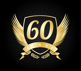 60 gold shield wings