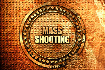 mass shooting, 3D rendering, text on metal