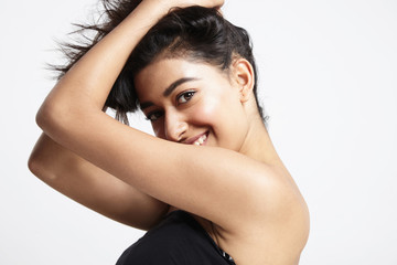 Fototapeta premium happy smiling woman put up her hair