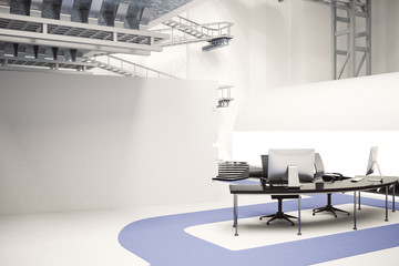 Workplace in futuristic office