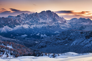 Winter landscape from Passo Giau, Dolomites, Italy