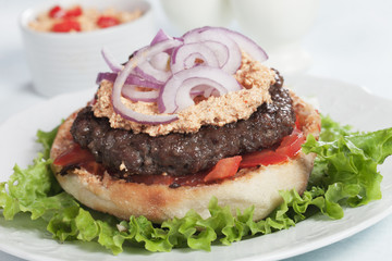 Serbian pljeskavica burger