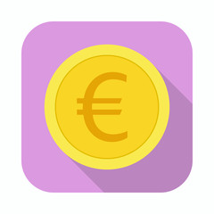 Money currency icon. Coin with Euro sign vector illustration.