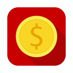 Money currency icon. Coin with Dollar sign vector illustration.
