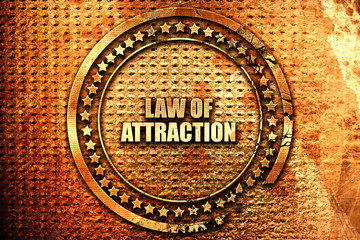 law of attraction, 3D rendering, text on metal