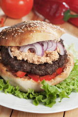 Serbian pljeskavica burger