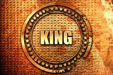 king, 3D rendering, text on metal