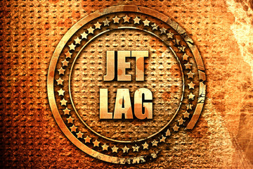 Jet lag, 3D rendering, text on metal