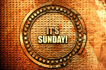 it is sunday, 3D rendering, text on metal