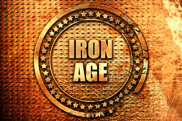 iron age, 3D rendering, text on metal