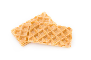 Waffle with crem isolated on white background.