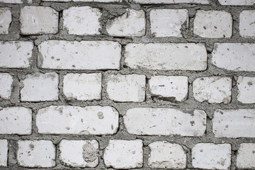 Background rough brick wall painted with white paint