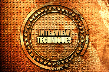interview techniques, 3D rendering, text on metal