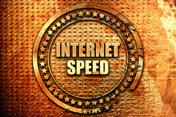 internet speed, 3D rendering, text on metal