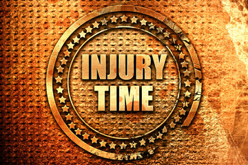 injury time, 3D rendering, text on metal