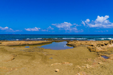 sunny colorful beach of paradise Crete island