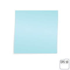 Blue sticky note isolated on white background. Template for your