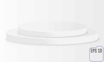 White podium. Pedestal. Scene. Two levels. 3D. Vector illustrati