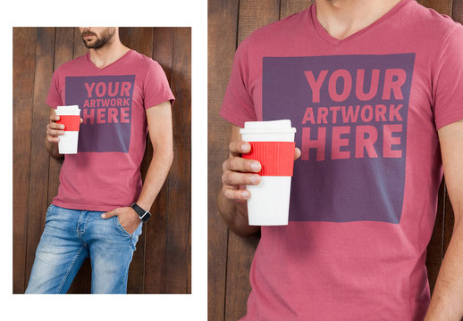Man in Red Shirt Mockup 1